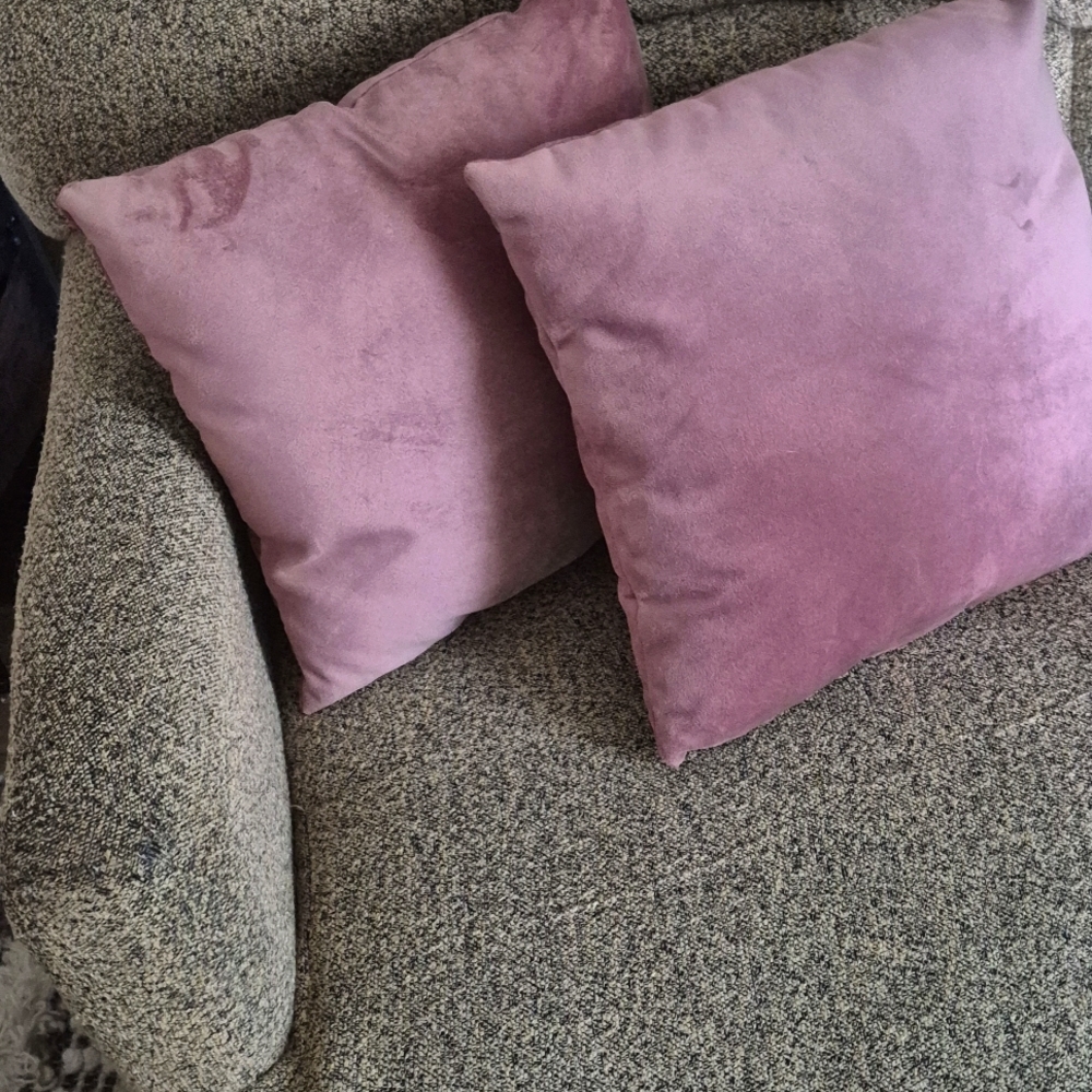 Two Dusty Rose Throw Accent Pillows 12x12